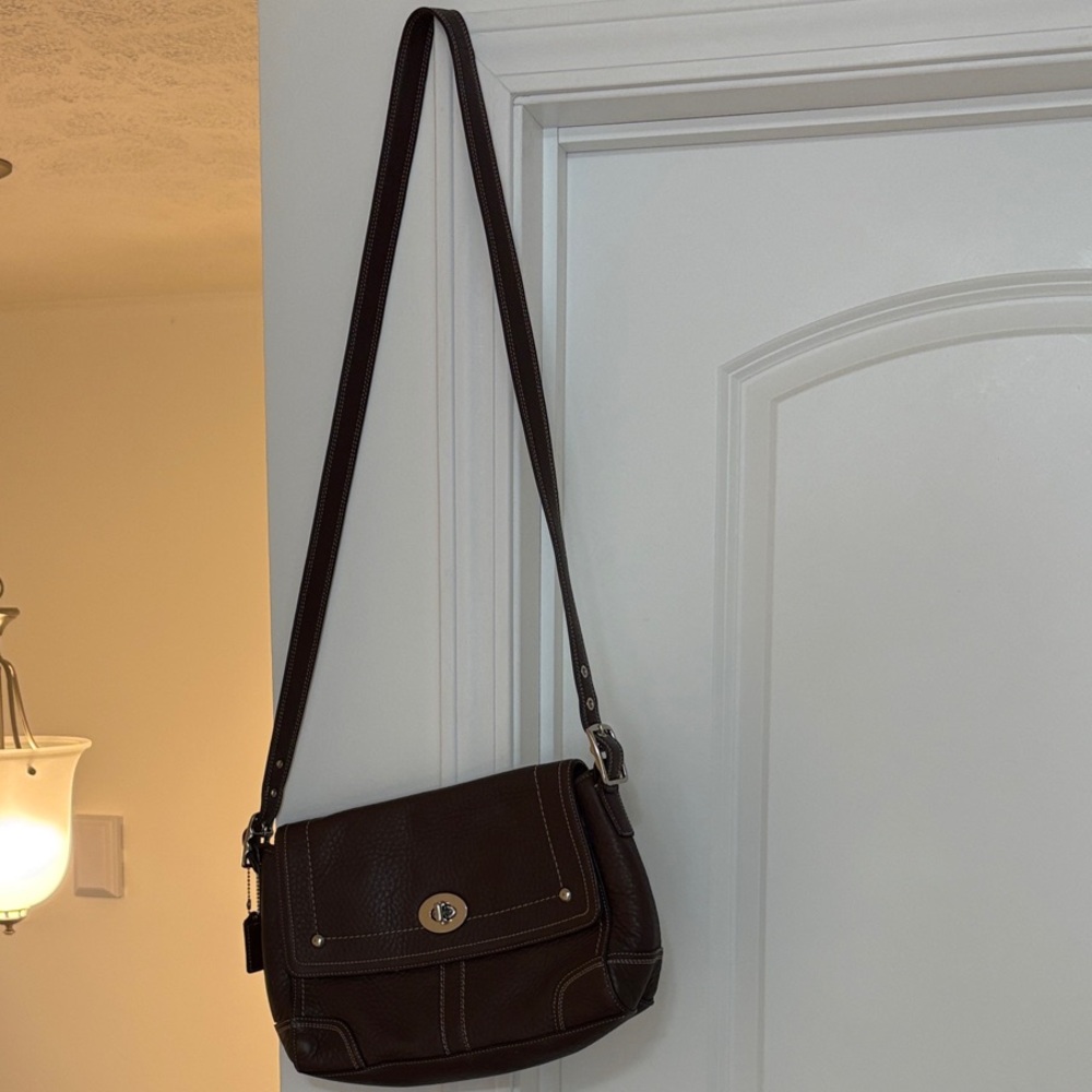 Coach Dark Brown Leather Shoulder Bag